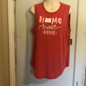 NWT Home Free L 12-14 red color Home Sweet Home Sleeveless strip up sides